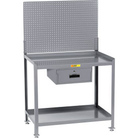 Workbench, 36 x 24", Pegboard Panel & 1 Drawer, Steel Square Edge