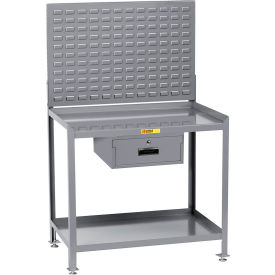 Workbench, 48 x 24", Louvered Panel & 1 Drawer, Steel Square Edge