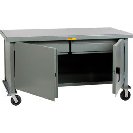 Mobile Cabinet Workbench with 2 Shelves, 72"W x 30"D, Gray