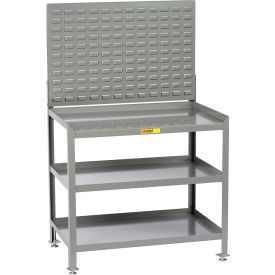 Workbench, 36 x 24", Louvered Panel & 3 Shelves, Steel Square Edge