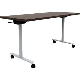 Jurni Flip-Top Training Table with Casters, 60"L x 24"W x 29"H, Columbian Walnut