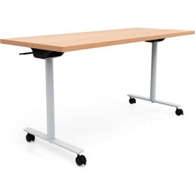 Jurni Flip-Top Training Table with Casters, 60"L x 24"W x 29"H, Fusion Maple