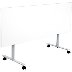 Jurni Flip-Top Training Table with Casters, 72"L x 24"W x 29"H, Designer White