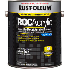ROCAcrylic 3800 Acrylic Enamel Paint, 1 Gallon Can, Gloss Silver Gray