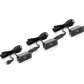 Mirella 2-Outlet Daisy Chain Power Module with 2 USB Ports, 12A, Pack of 3