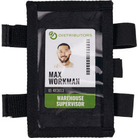 Dual Arm Band ID/Badge Holder with Hook & Loop, One Size, Black