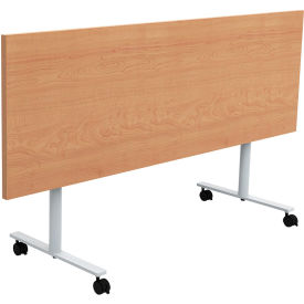 Jurni Flip-Top Training Table with Casters, 72"L x 24"W x 29"H, Fusion Maple