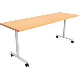Jurni Multi-Purpose Table with T-Legs & Casters, 72"L x 24"W x 29"H, Fusion Maple