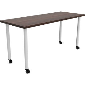Jurni Multi-Purpose Table with Post Legs & Casters, 60"L x 24"W x 29"H, Columbian Walnut
