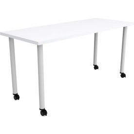 Jurni Multi-Purpose Table with Post Legs & Casters, 60"L x 24"W x 29"H, Designer White