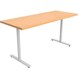 Jurni Multi-Purpose Table with T-Legs & Glides, 60"L x 24"W x 29"H, Fusion Maple