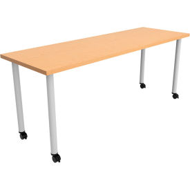 Jurni Multi-Purpose Table with Post Legs & Casters, 72"L x 24"W x 29"H, Fusion Maple
