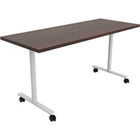 Jurni Multi-Purpose Table with T-Legs & Casters, 60"L x 24"W x 29"H, Columbian Walnut