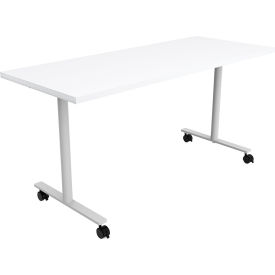 Jurni Multi-Purpose Table with T-Legs & Casters, 60"L x 24"W x 29"H, Designer White