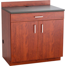 Hospitality Base Cabinet with 1 Drawer & 2 Doors, 36"W x 25"D x 39"H, Mahogany