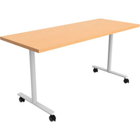 Jurni Multi-Purpose Table with T-Legs & Casters, 60"L x 24"W x 29"H, Fusion Maple