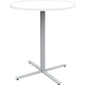 Jurni Round Bistro Table, 36"Diameter, Designer White Top/Silver Base