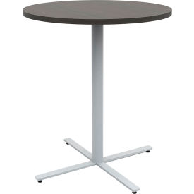 Jurni Round Bistro Table, 36"Dia., Asian Night Top/Silver Base