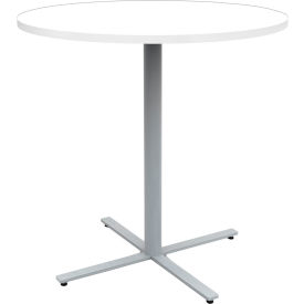 Jurni Round Bistro Table, 42" Diameter, Designer White Top/Silver Base