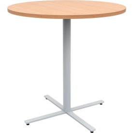 Jurni Round Bistro Table, 42" Diameter, Fusion Maple Top/Silver Base