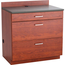 Hospitality Base Cabinet with 3 Drawers, 36"W x 25"D x 39"H, Mahogany