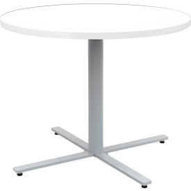 Jurni Round Cafe Table, 36"Dia., Designer White Top/Silver Base