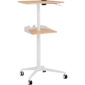 Mobile Workstation, 30-3/4"W x 22-7/8"D x 36-1/8" - 48-1/4"H, Natural