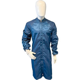 ESD Cleanroom Apparel Frock, Size L, Navy Blue