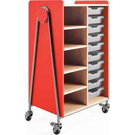 Whiffle Typical 2 Mobile Storage Cabinet, 30"W x 19-3/4"D x 48"H, Red