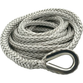 Synthetic Winch Line with Stainless Steel Thimble, 5/8" Diameter x 150 feet Length