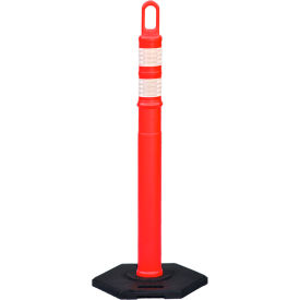 46000 Series Looper Tube with 18 lb. Hexagonal Base & 3" Reflective Bands, 42"H, Orange