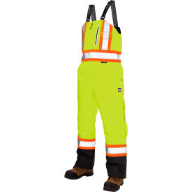 Ripstop Insulated Safety Bib Overall, 4XL, Fluorescent Green