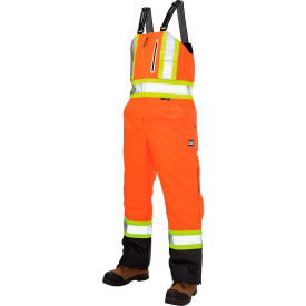 Ripstop Insulated Safety Bib Overall, XL, Fluorescent Orange