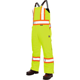 Poly Oxford Insulated Safety Bib Overall, S, Fluorescent Green