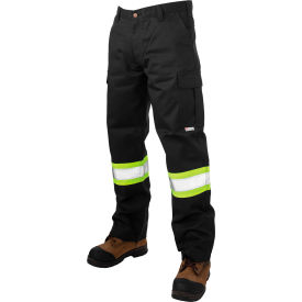 Relaxed Fit Twill Safety Cargo Utility Pants, 34"L Inseam x 40" Waist, Black