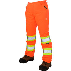 Insulated Flex Safety Pants, XL, Fluorescent Orange