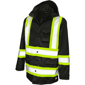 Ripstop Safety Rain Jacket, CSA Class 1 Level 2, 3XL, Black