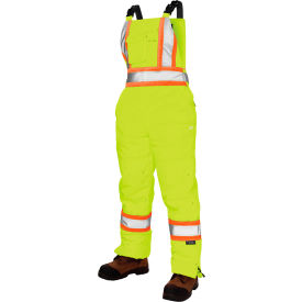 Insulated Flex Safety Bib Overall, Size M, Color Fluorescent Green