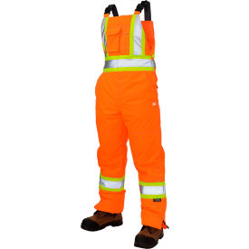Insulated Flex Safety Bib Overall, XL, Fluorescent Orange