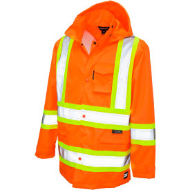 Ripstop Safety Rain Jacket, CSA Class 2 Level 2, M, Fluorescent Orange