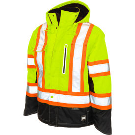 Men's Ripstop Fleece Lined Safety Jacket, 4XL, Fluorescent Green