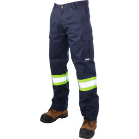 Relaxed Fit Twill Safety Cargo Utility Pants, 30"L Inseam x 34" Waist, Navy