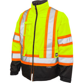 Men's Poly Oxford 5-In-1 Safety Jacket, XS, Fluorescent Green