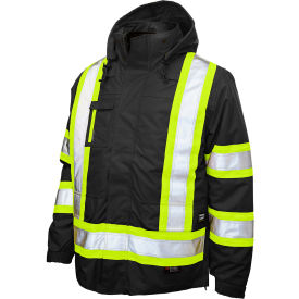 Men's Poly Oxford 5-In-1 Safety Jacket, 2XLT, Black