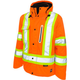 Men's Ripstop Fleece Lined Safety Jacket, XS, Fluorescent Orange