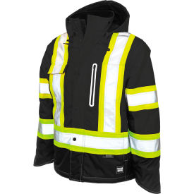 Men's Ripstop Fleece Lined Safety Jacket, M, Black