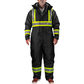 Insulated Cold Gear Coverall, Size L, Color Black/Fluorescent Yellow-Green