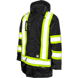 Men's Poly Oxford Lined Safety Parka Jacket, S, Black