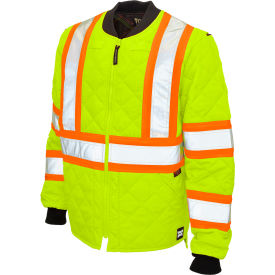 Men's Quilted Safety Freezer Jacket, Size M, Fluorescent Green