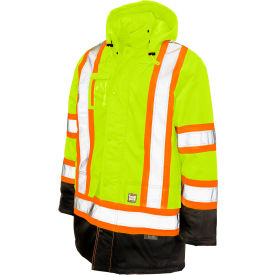 Men's Poly Oxford Lined Safety Parka Jacket, 4XL, Fluorescent Green